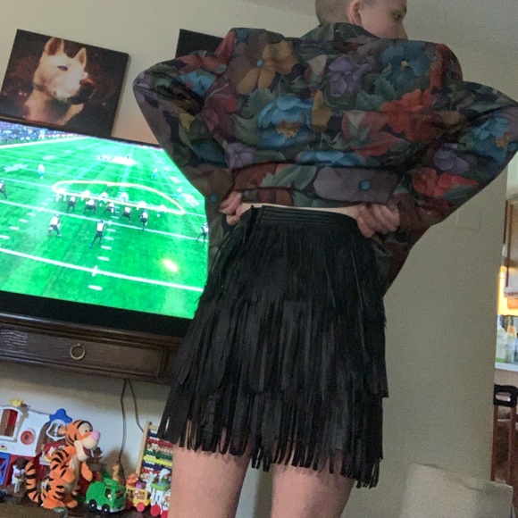 Fringe Leather Skirt - Picture 2 of 4